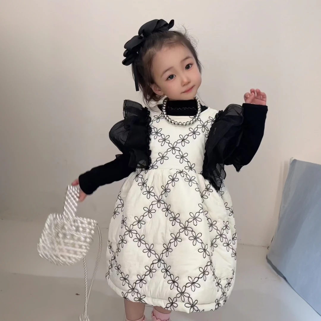 【花仙子】棉小九儿童小香风亮丝飞袖背心连衣裙（小童）651141