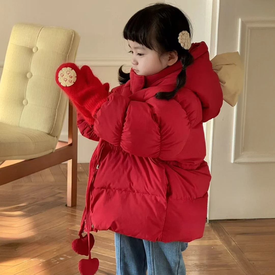 【公主的红苹果】棉小九 儿童蝴蝶红色羽绒服(小童)2101318