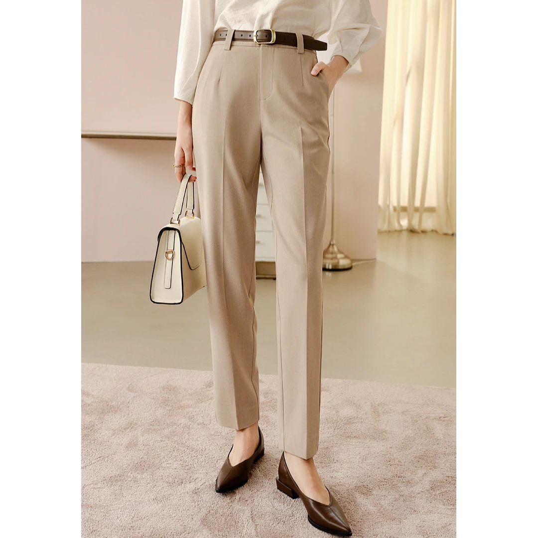 晚白【神裤】裤高腰纯色九分裤直筒裤女24082333