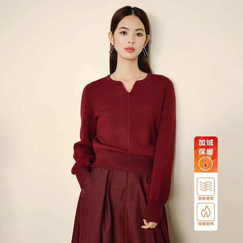 晚白【新品】春新款小个子穿搭高级感圆领套头高级感针织衫24081437