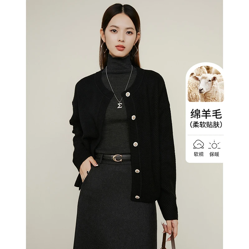 晚白【新品】春款时尚气质外套弹力开衫毛衣女24090461
