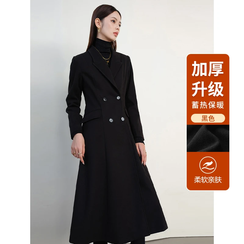 晚白【新品】厚外套长款毛呢大衣女24070202