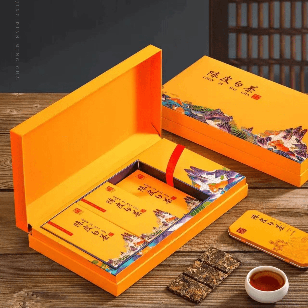 陈皮白茶福鼎白茶寿眉礼盒装小方片礼盒装高档