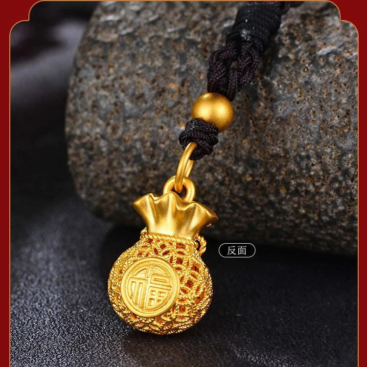 铜合金吊坠 镂空精雕款小福袋吊坠（单个吊坠）