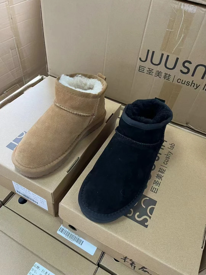 牛皮雪地靴低帮雪地靴女款时尚休闲加绒经典冬季真皮