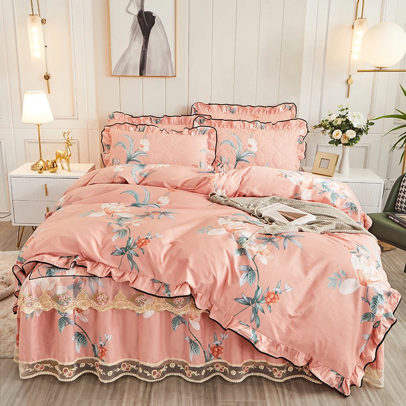【纯棉】春秋韩版韩式欧式网红公主风床单床罩花边加厚床裙全棉磨毛