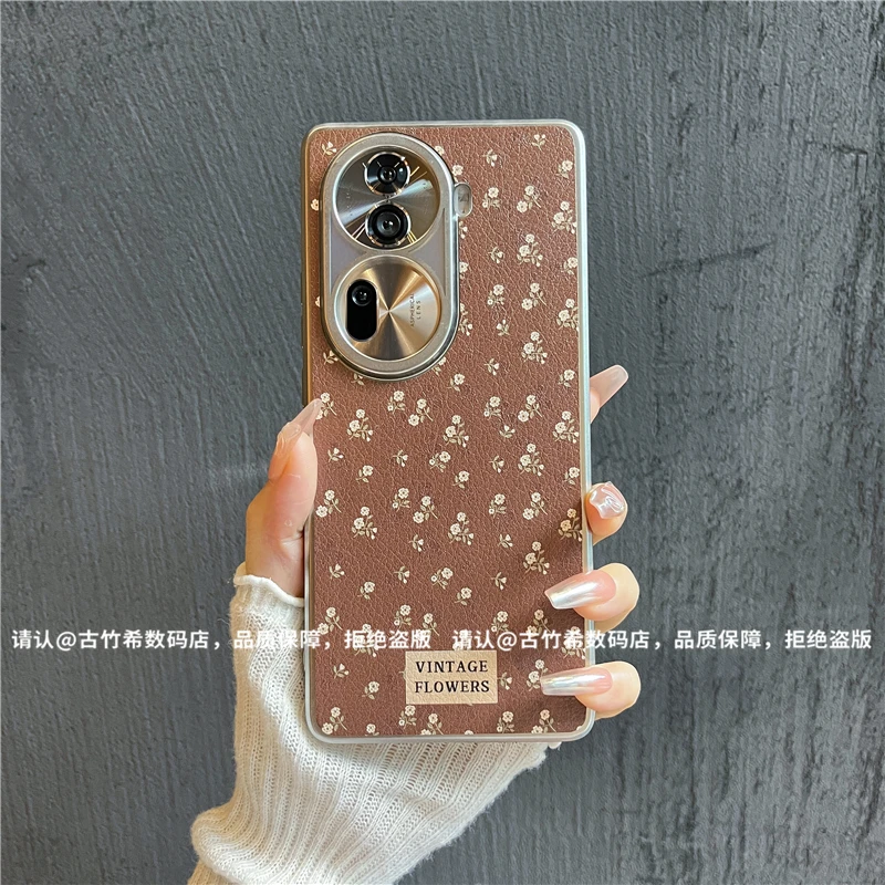 (OPPOReno11系列)电镀银框皮纹适用OPPOReno11/Reno11Pro手机壳潮