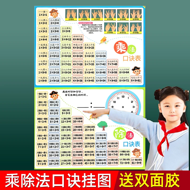 九九乘法口诀表挂图小学生一二年级99乘除法墙贴挂墙教具专项练习