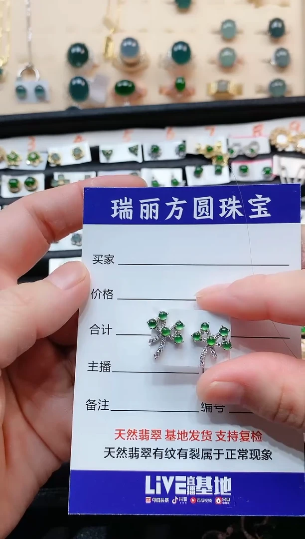 【闪购商品】翡翠耳饰银S925镶嵌1