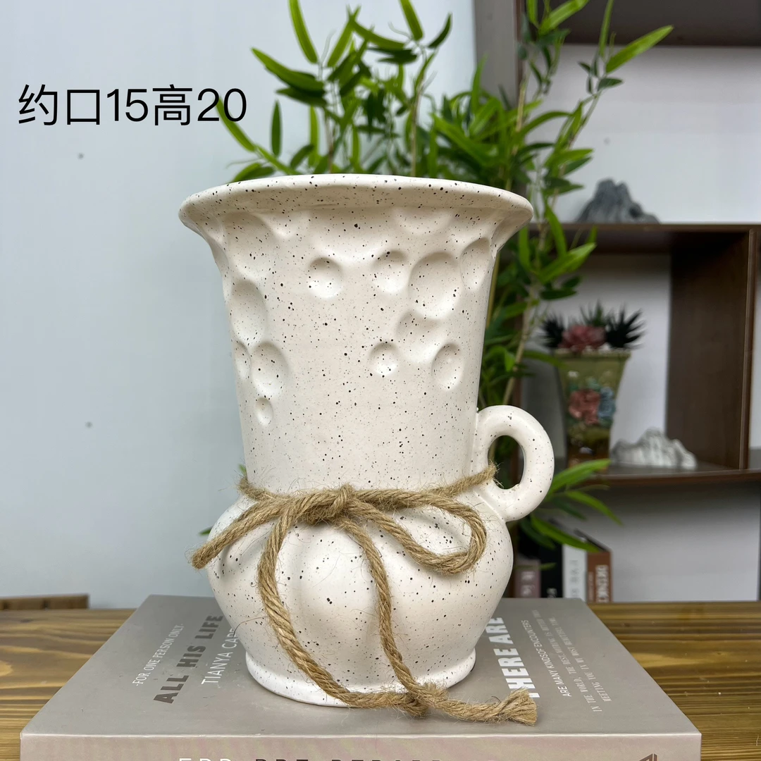 【直播专享】陶瓷北欧简约风瓷白色带绳多肉花盆无孔老桩绿植盆