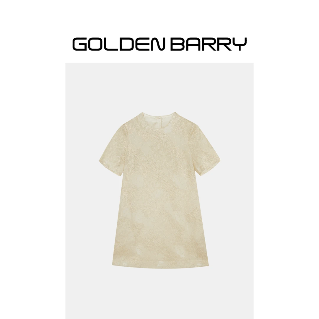 GOLDENBARRY|301271“繁花浮雕”肌理浮雕A字连衣裙