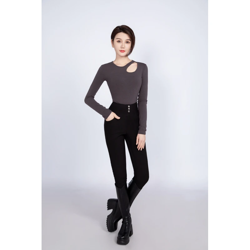 2024冬款百搭时尚白鹅绒高腰显瘦加绒加厚羽绒女款小黑裤外穿