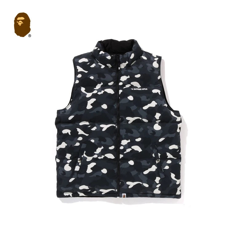 BAPE男装24秋冬猿人刺绣标夜光迷彩双面穿羽绒马甲144010N