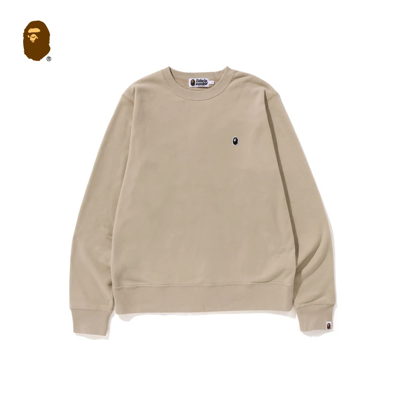 BAPE男装23秋冬新款猿人刺绣小标纯色潮服简约圆领卫衣113006L