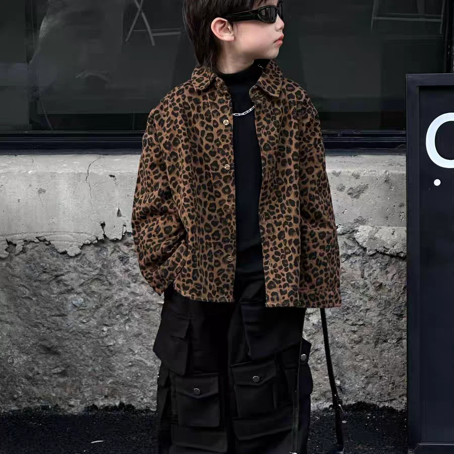 儿童秋装外套2025年款衣服儿童春秋款中大童男童美式痞帅长袖衬衫