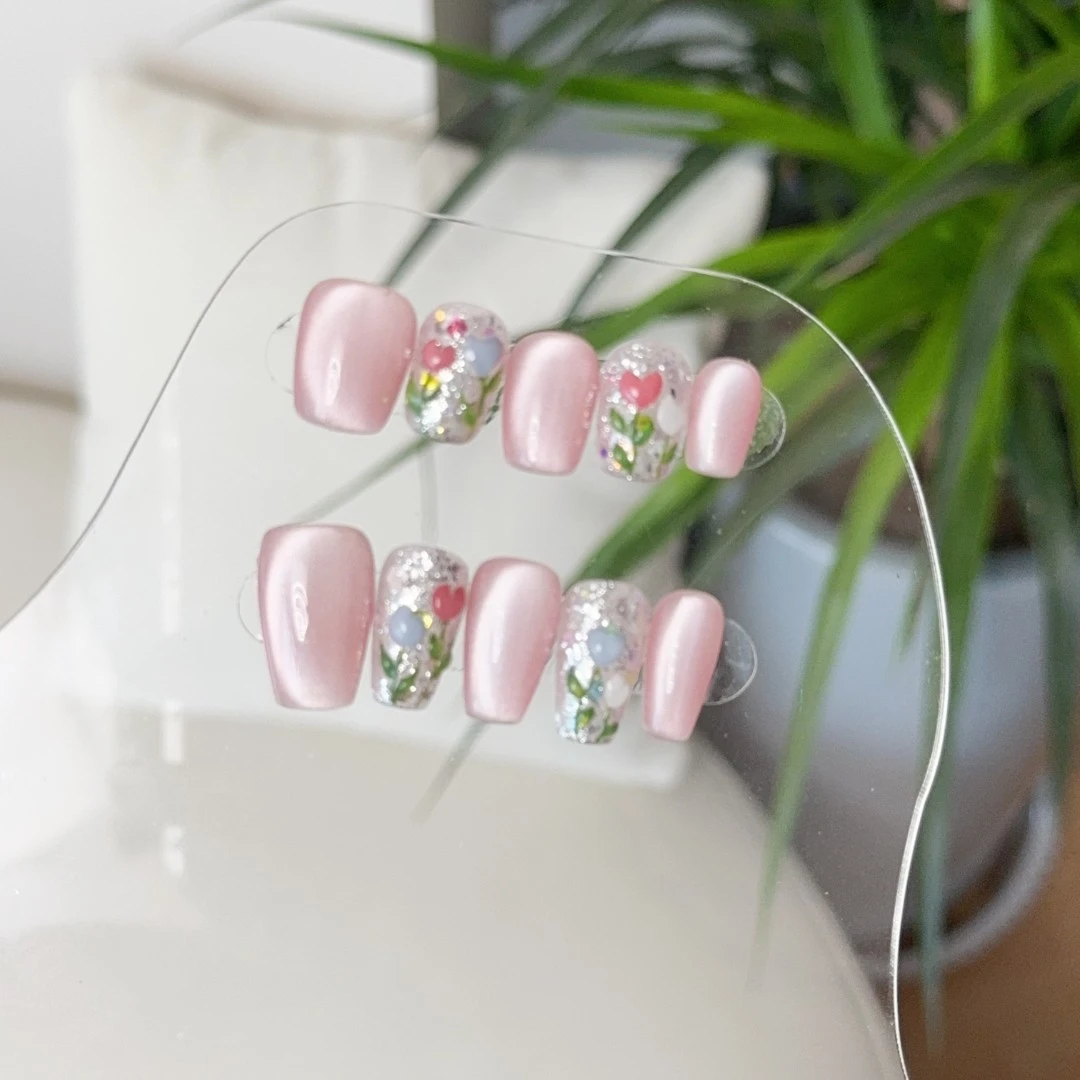 【郁金香】纯手工穿戴甲手工定制显白猫眼轻奢穿戴美甲