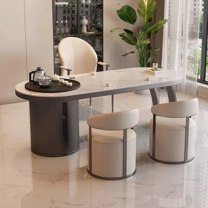 简约现代阳台岩板茶桌椅组合轻奢功夫烧水壶一体办公室家用茶台