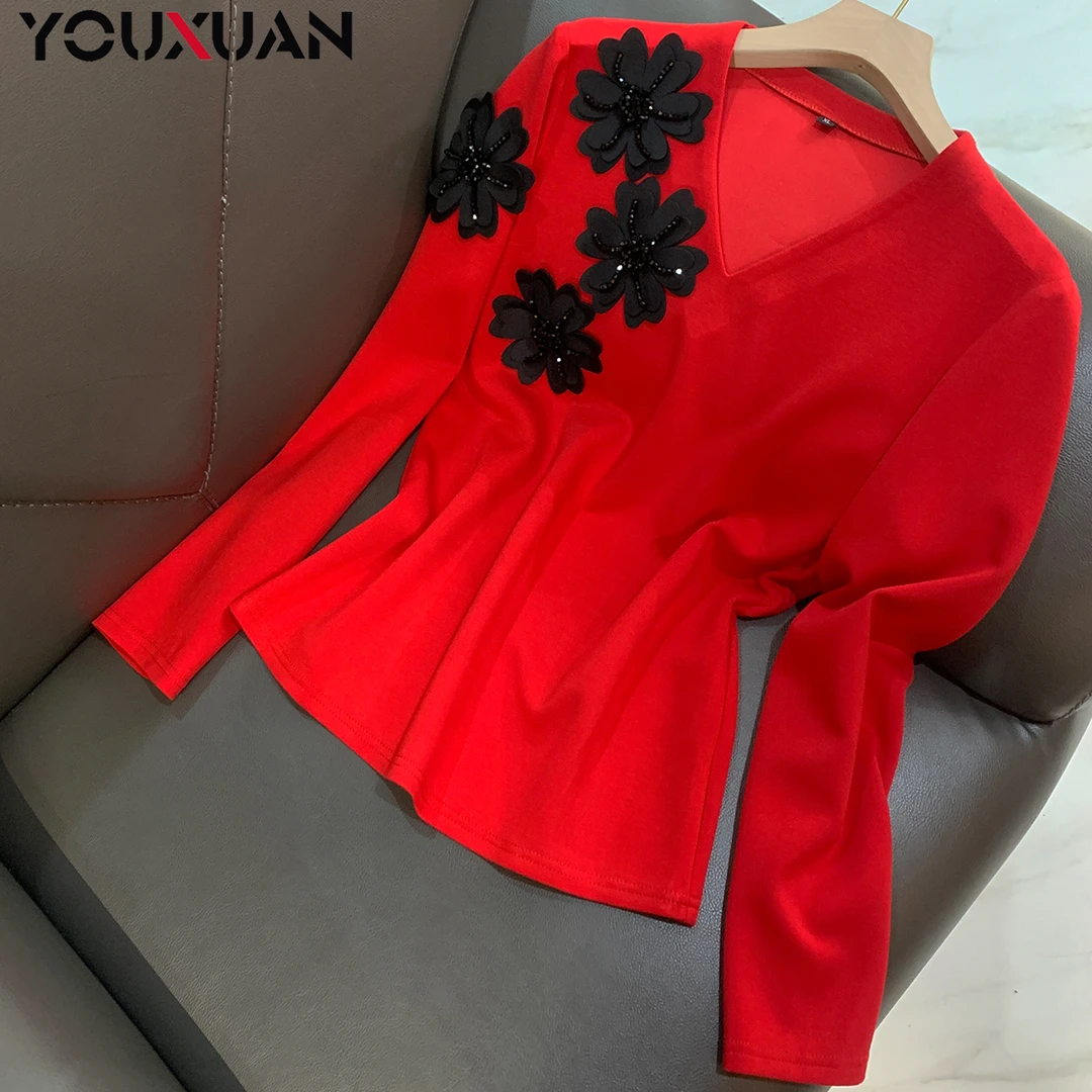 【礼遇】2023秋冬百搭韩版上衣时尚休闲宽松长袖V领女士小衫87511