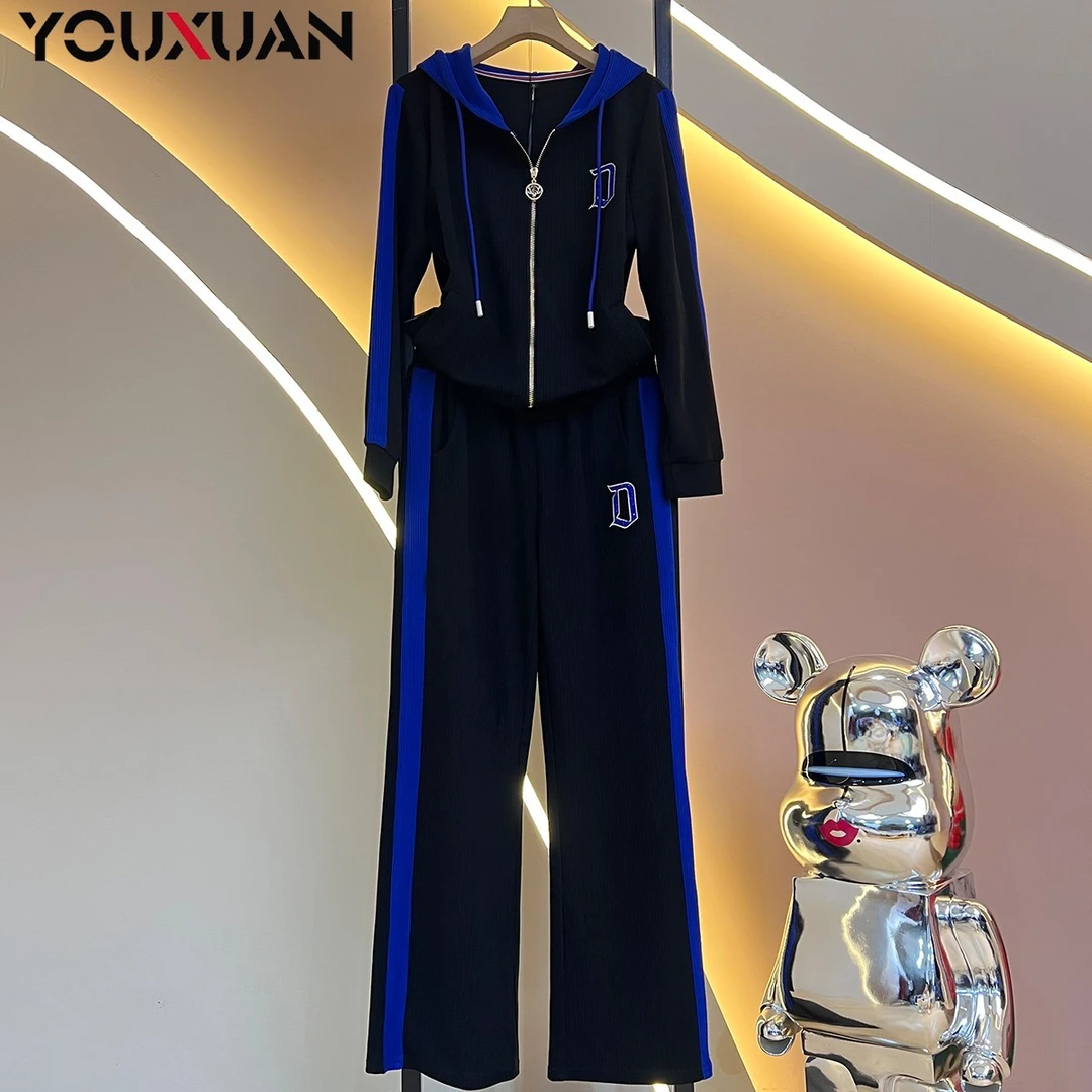 【秋冬新品】2023秋季百搭韩版时尚休闲长袖显瘦连帽运动套装87416