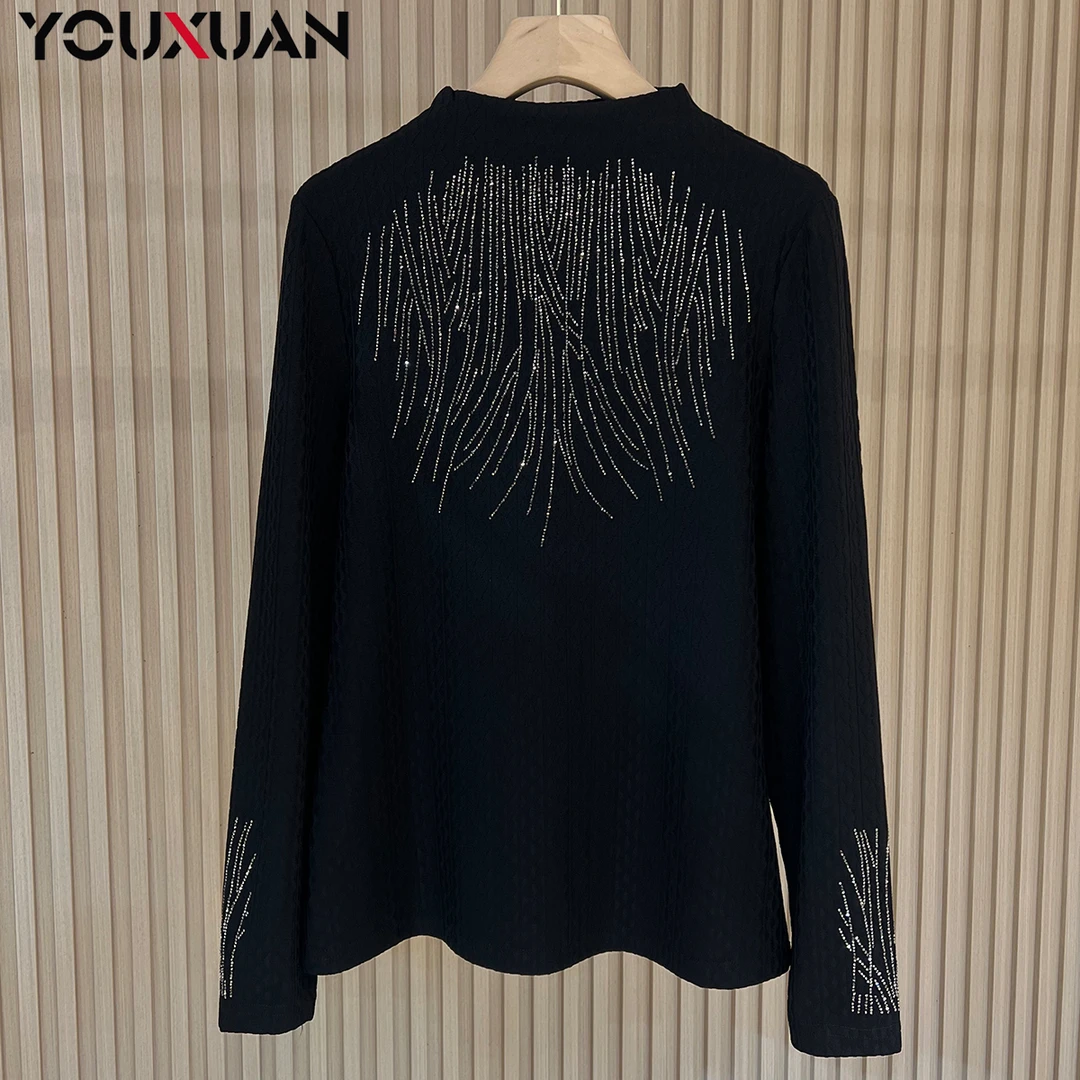 2024女士秋冬长袖半高领上衣休闲时尚打底小衫6919