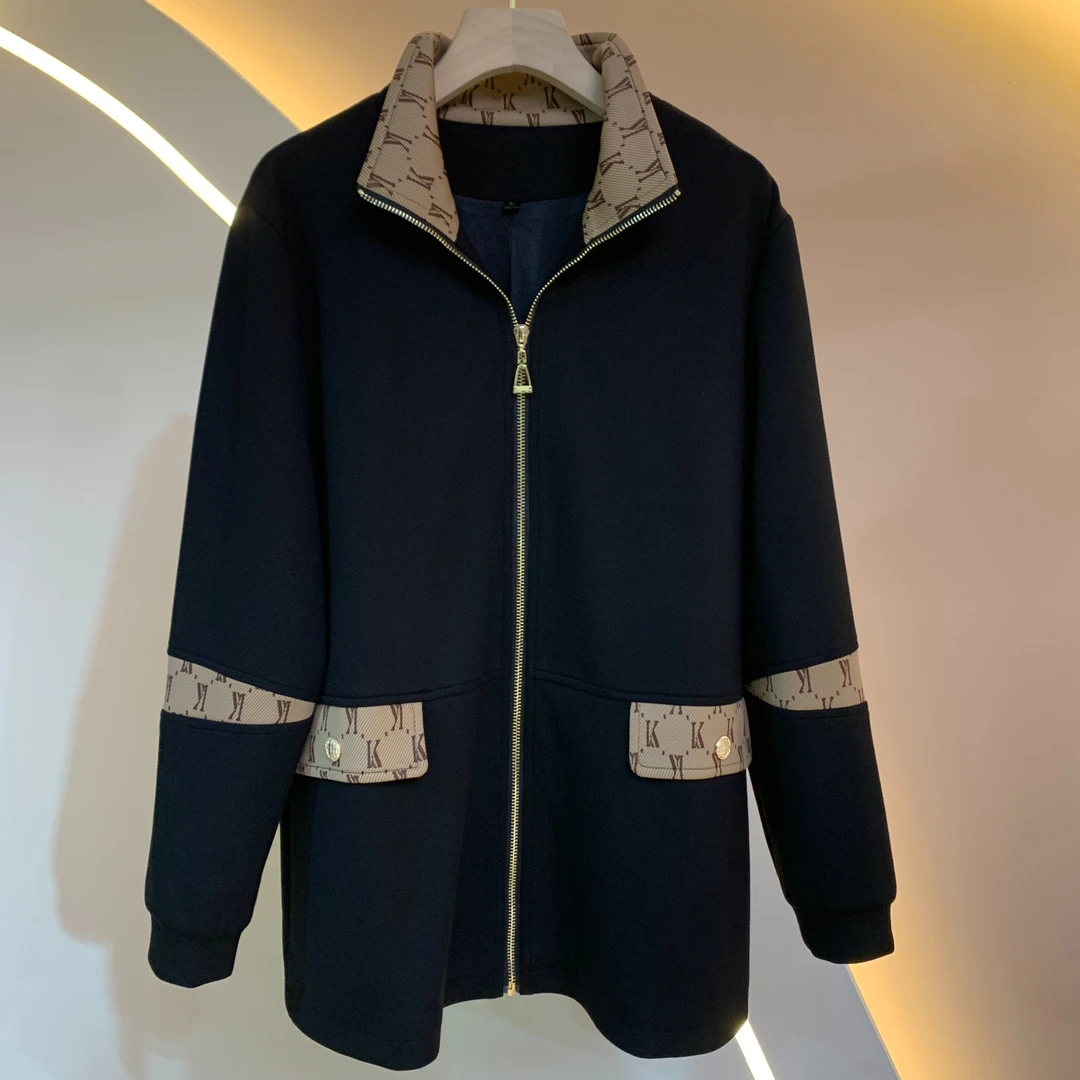 【暖意春风】2024女士春季时尚休闲百搭中长款潮流立领外套98110