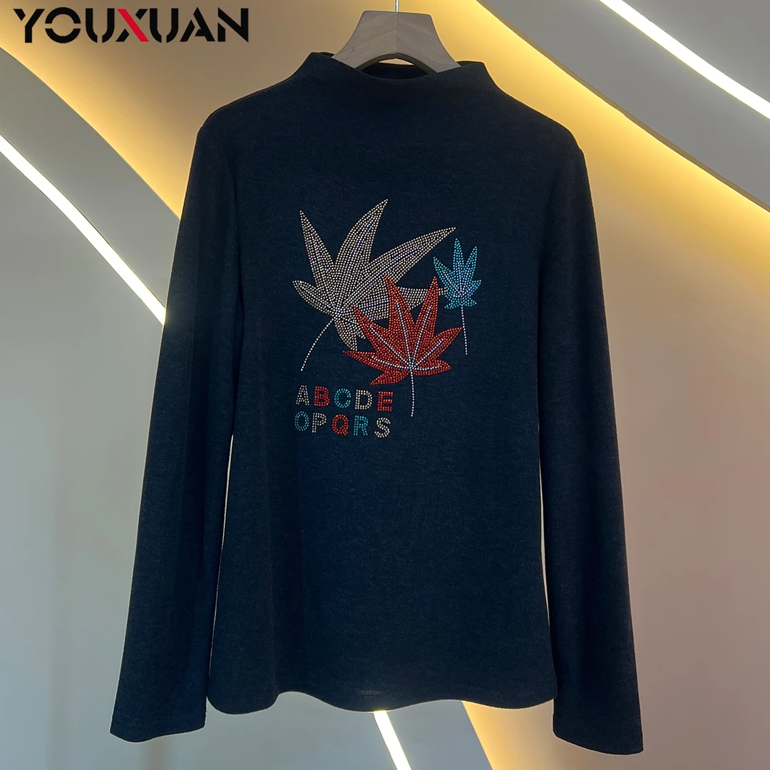 【设计师款】2024女士秋长袖半高领上衣休闲时尚打底小衫8228.