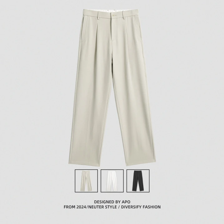 ZPAG春夏潮牌新款简约纯色宽松直筒商务男士休闲西裤西装休闲裤