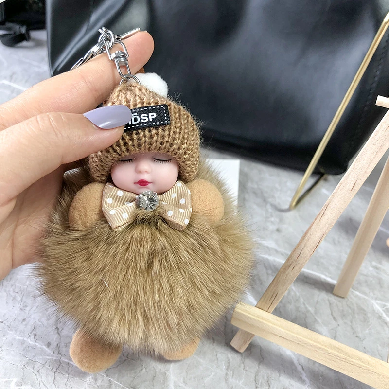 狐狸毛钥匙扣送闺女送老婆618高档时尚挂件书包饰品情侣礼物