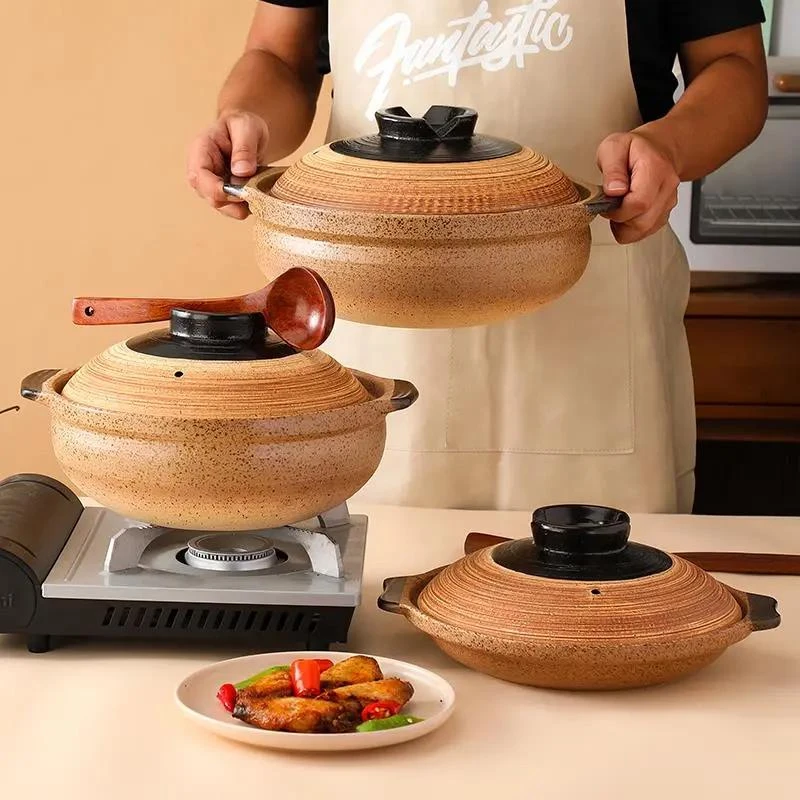 日本进口MUJIE复古陶瓷砂锅炖锅家用燃气煲汤煲仔饭沙锅耐高温干