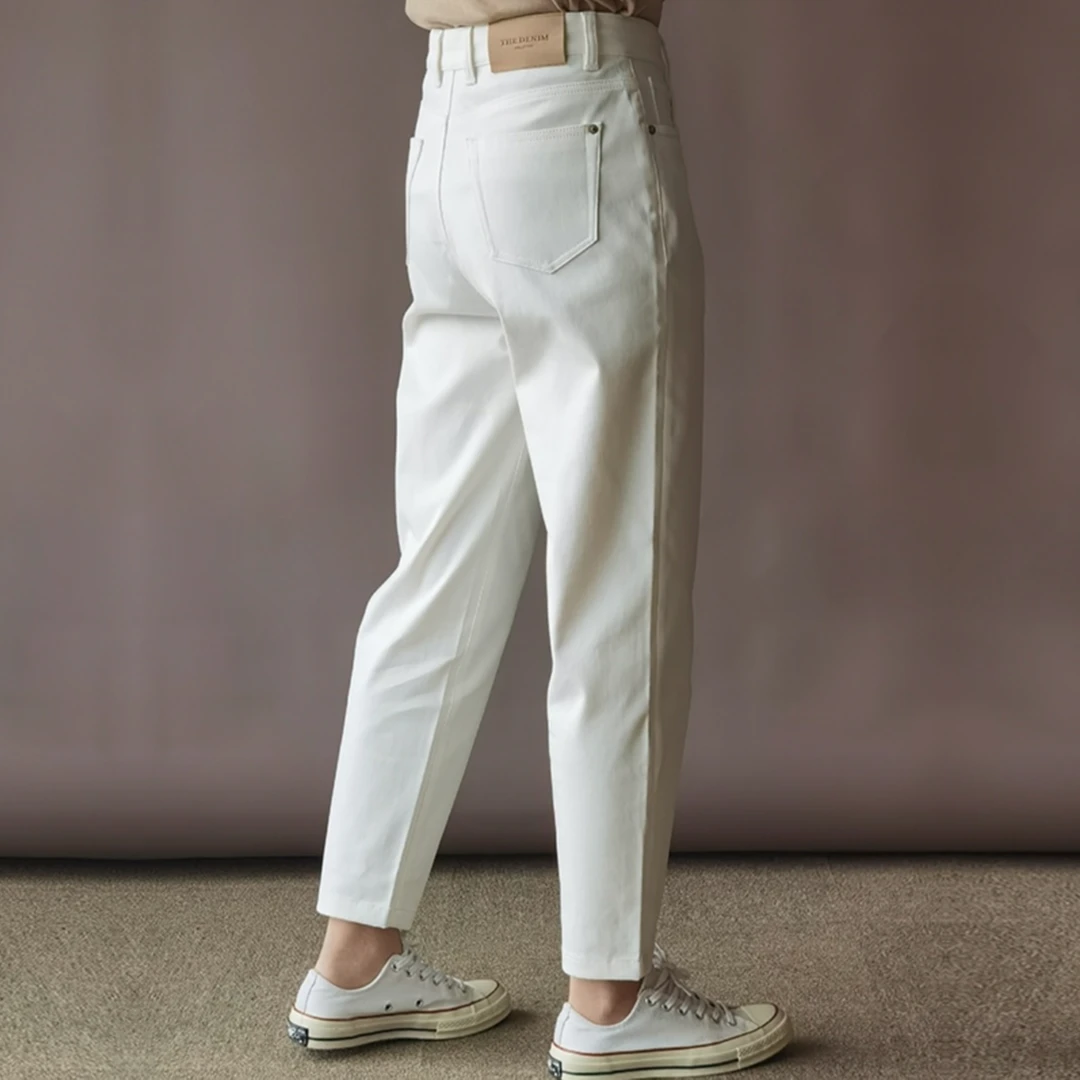 【白牛-女款】白色牛仔裤直筒裤小脚裤232DP534004-PR