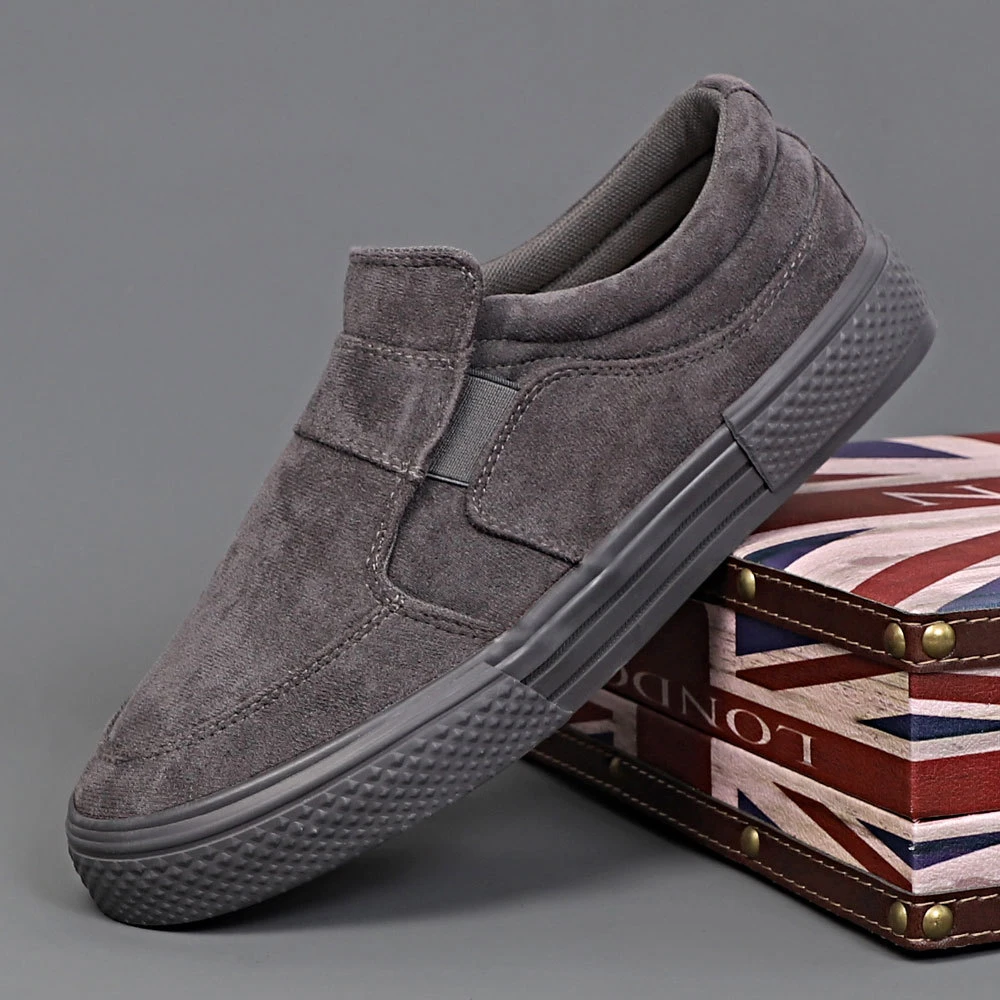 高端轻奢秋季新款男士一脚蹬皮绒鞋经典百搭潮流时尚柔软舒适低帮