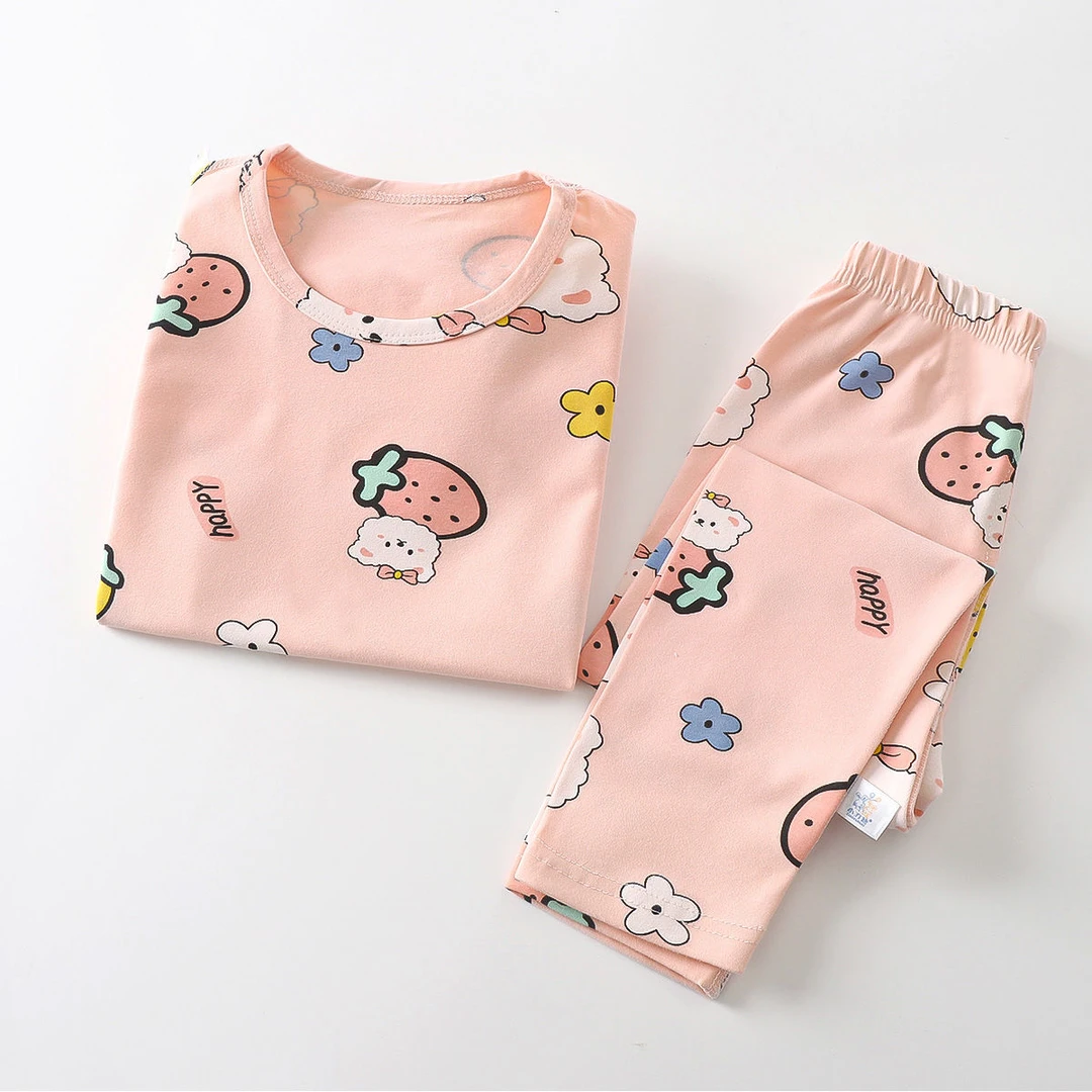 儿童内衣套装薄款纯棉中大童秋衣春秋男童睡衣女童莱卡宝宝家居服