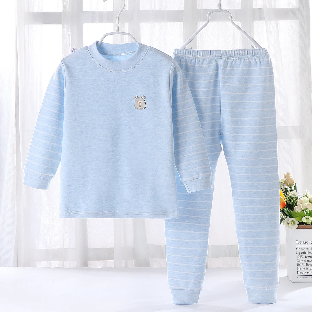 小方迪儿童舒绒内衣打底套装彩棉中大童秋冬保暖男童女童宝宝睡衣