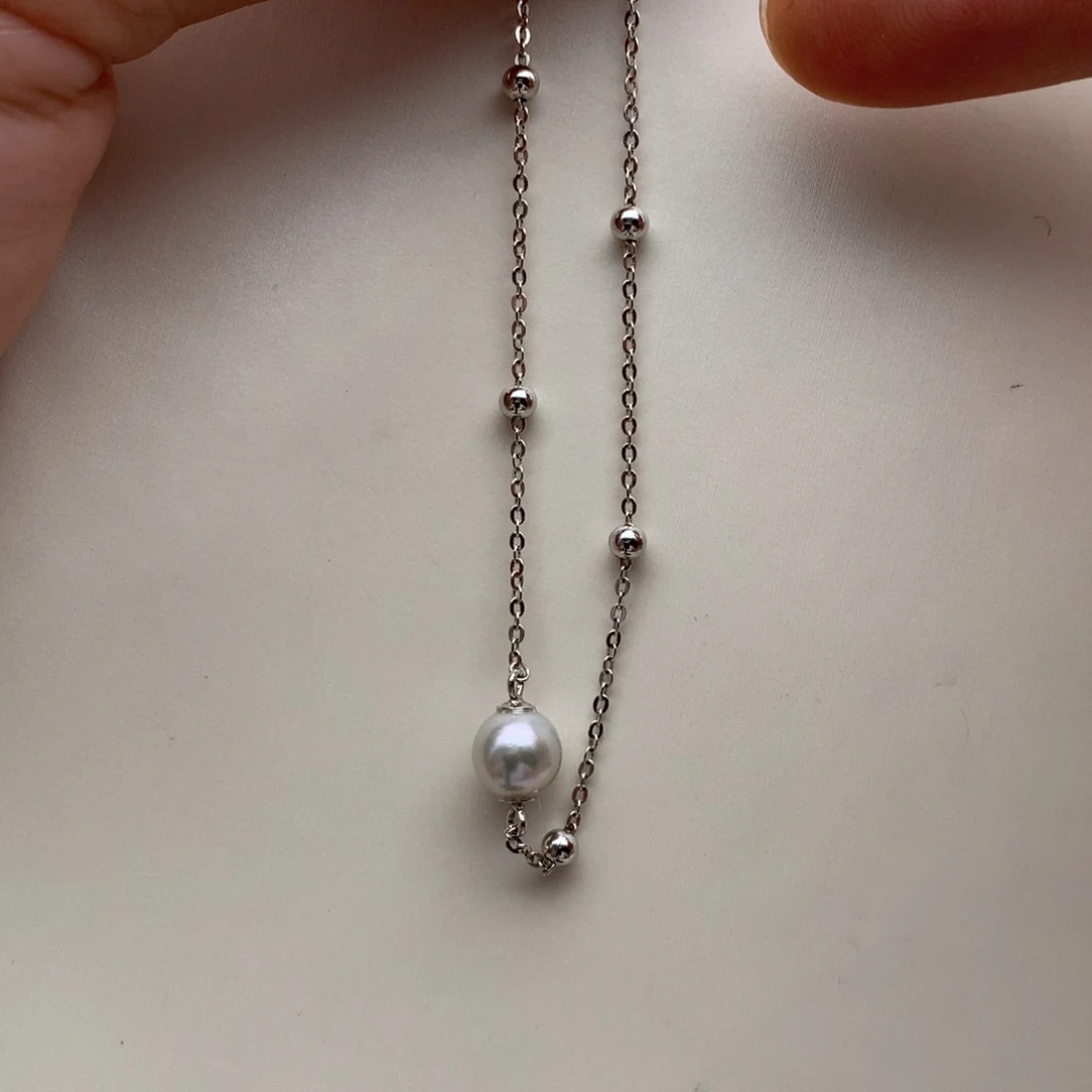 海水珍珠7-7.5mm真多麻手链银S925镶嵌