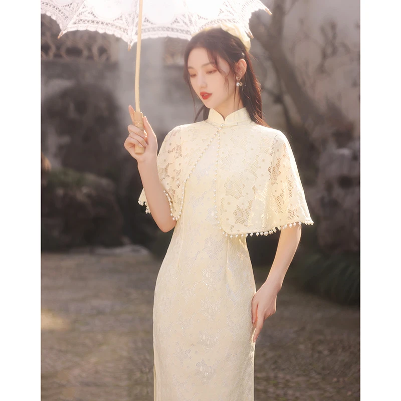 司藤同款连衣裙改良版蚀骨旗袍春季年轻款少女复古名媛气质民国风