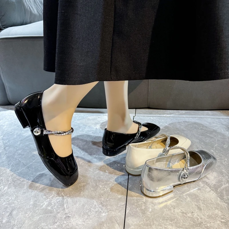 林先生时尚百搭夏季复古春季法式粗跟单鞋12982