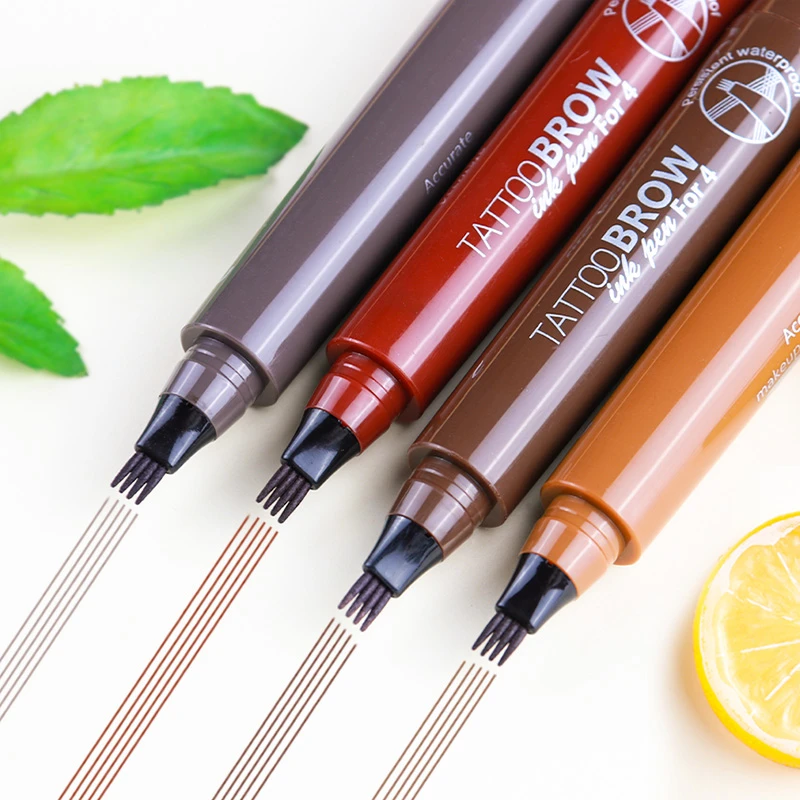 四分叉水眉笔女正品防水防汗持久四头4叉头液体不脱色自然初学者