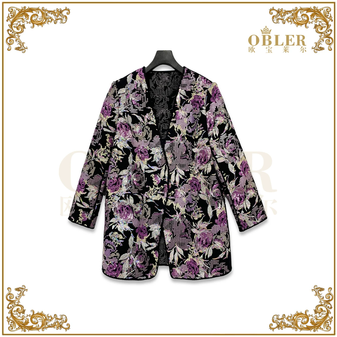 【欧宝莱尔】新款气质时尚轻奢针织女装外套328-1238