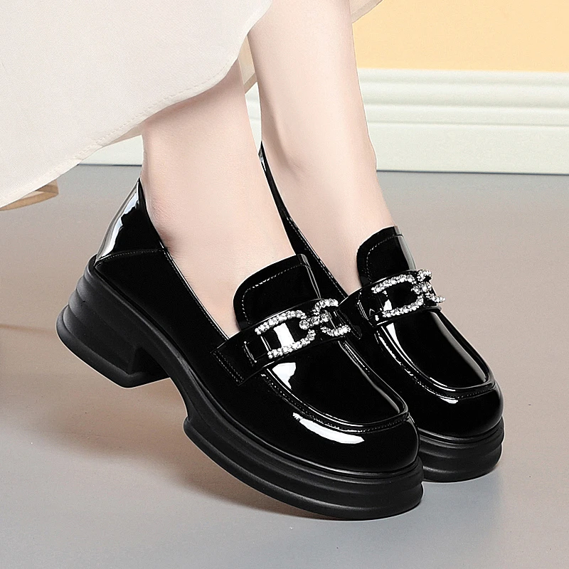 （啄木鸟）乐福鞋女厚底2024春季新款英伦风软底显高轻便百搭单鞋女