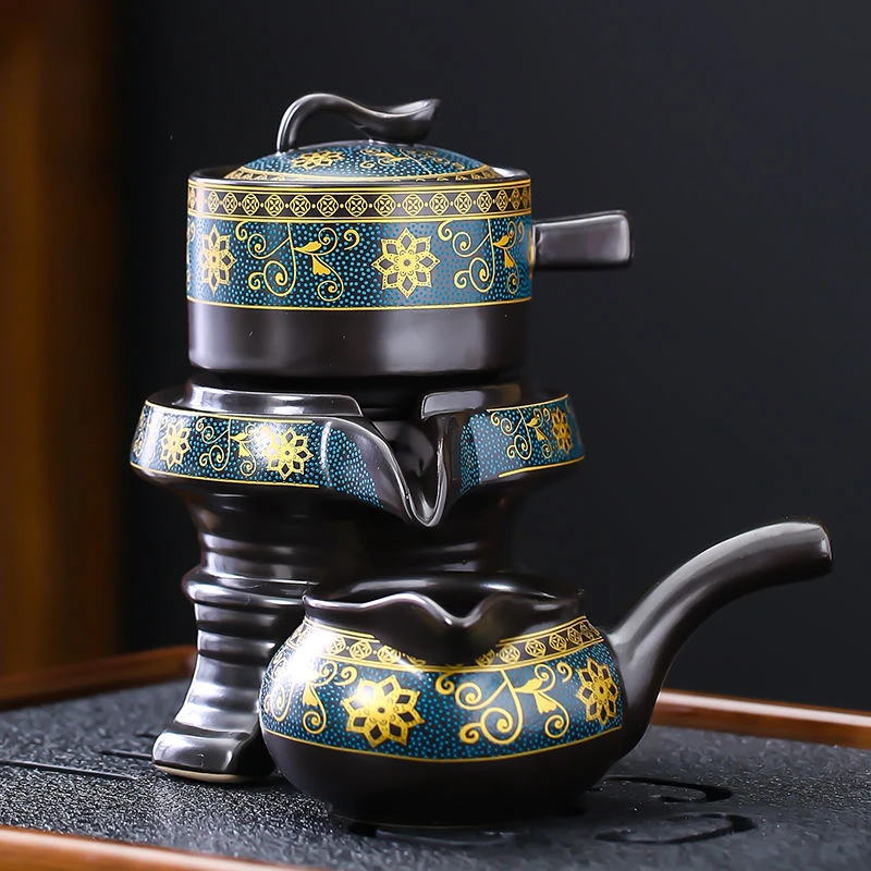 中式石墨旋转出水自动家用套装功夫茶壶茶杯配件陶瓷泡茶神器茶具