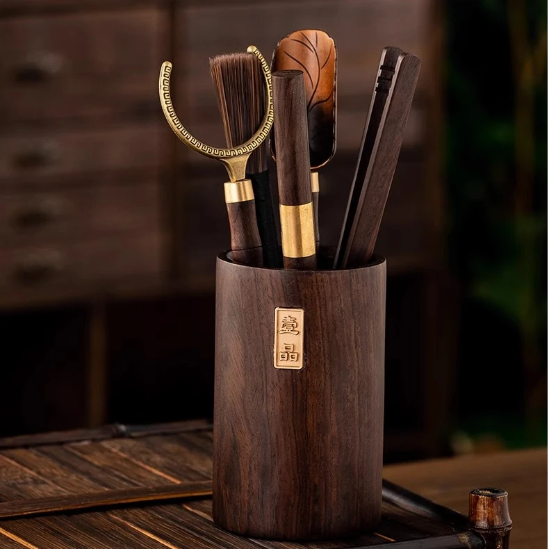 黑檀实木茶道六君子功夫茶配件用品大全泡茶工具套装茶夹茶夹子