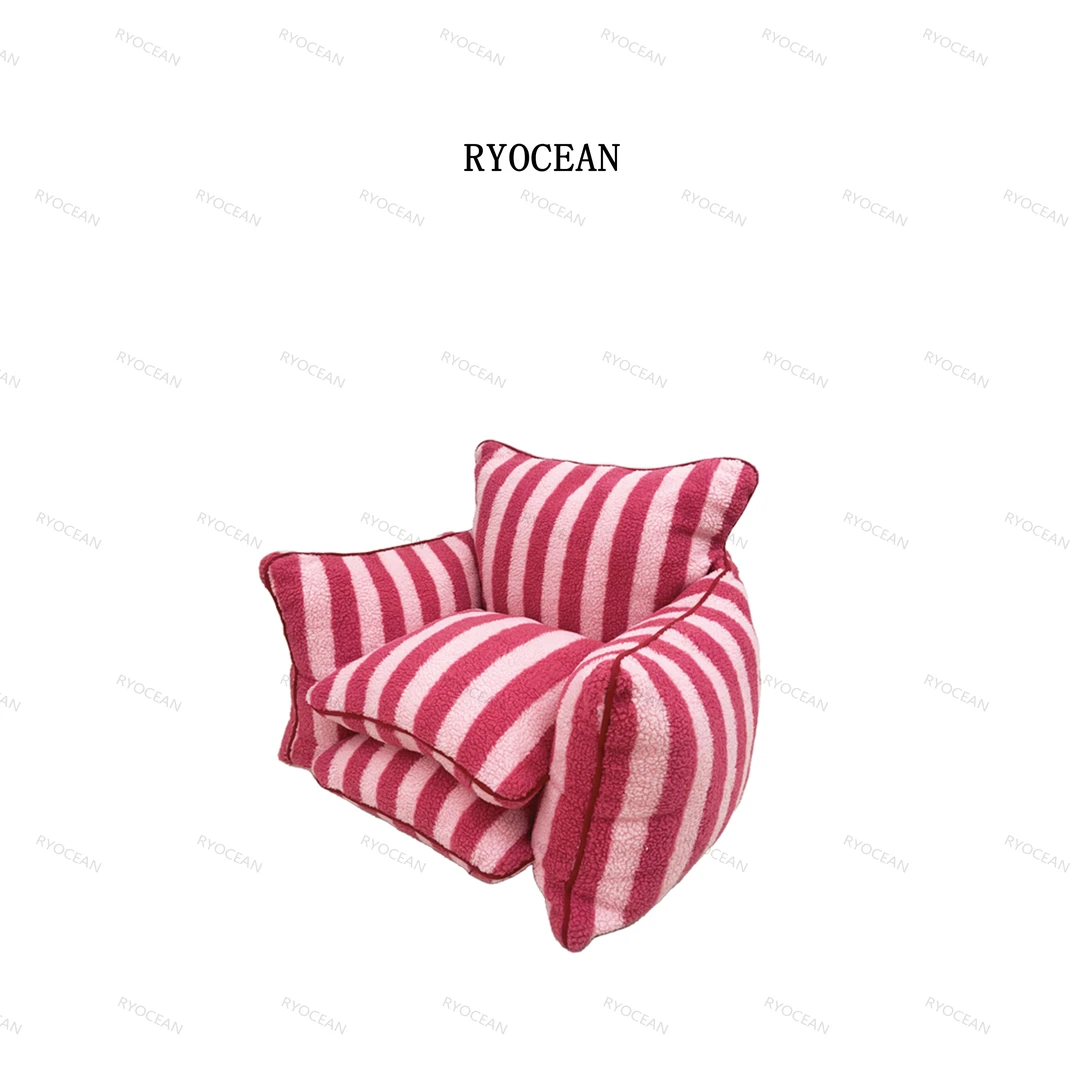 RYOCEAN羊羔绒pp棉粉色条纹小朋友阅读儿童款角落摆件