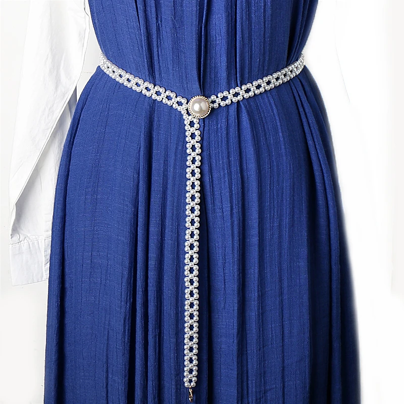 珠珠腰带女配裙子甜美百搭连衣裙装饰细腰链加长时尚汉服收腰配饰