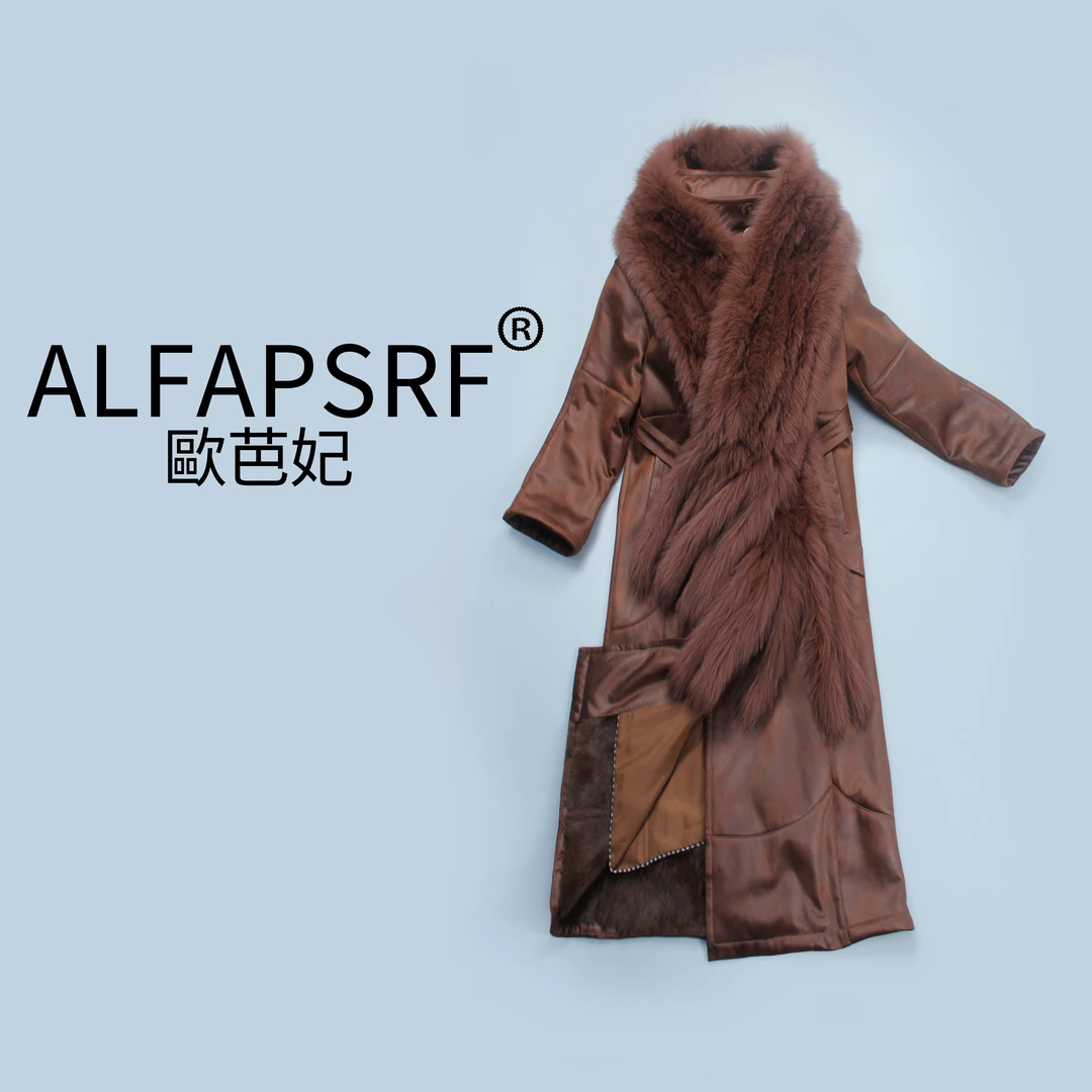 ALFAPSRF/歐芭妃23539冬季设计师兔皮毛一体狐狸毛皮草女外套