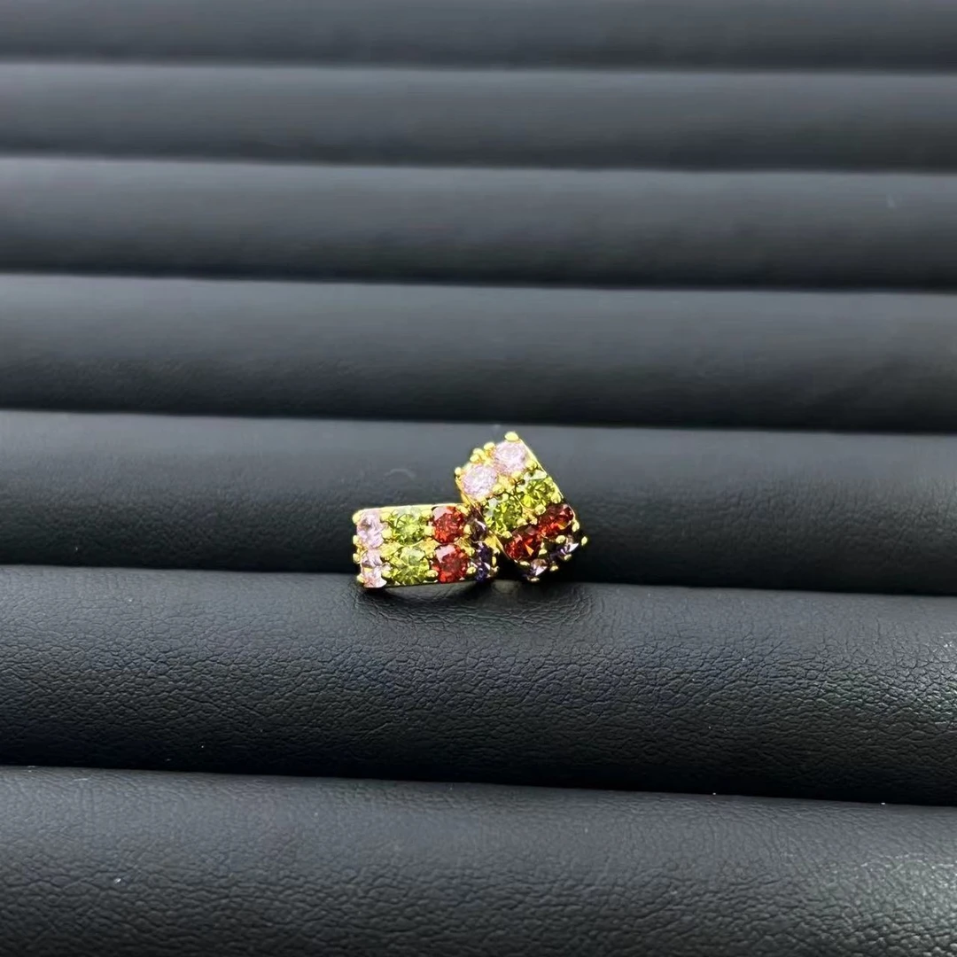 铜合金合成锆石耳饰 时尚百搭气质彩拼耳扣耳饰多样性发货YS10978