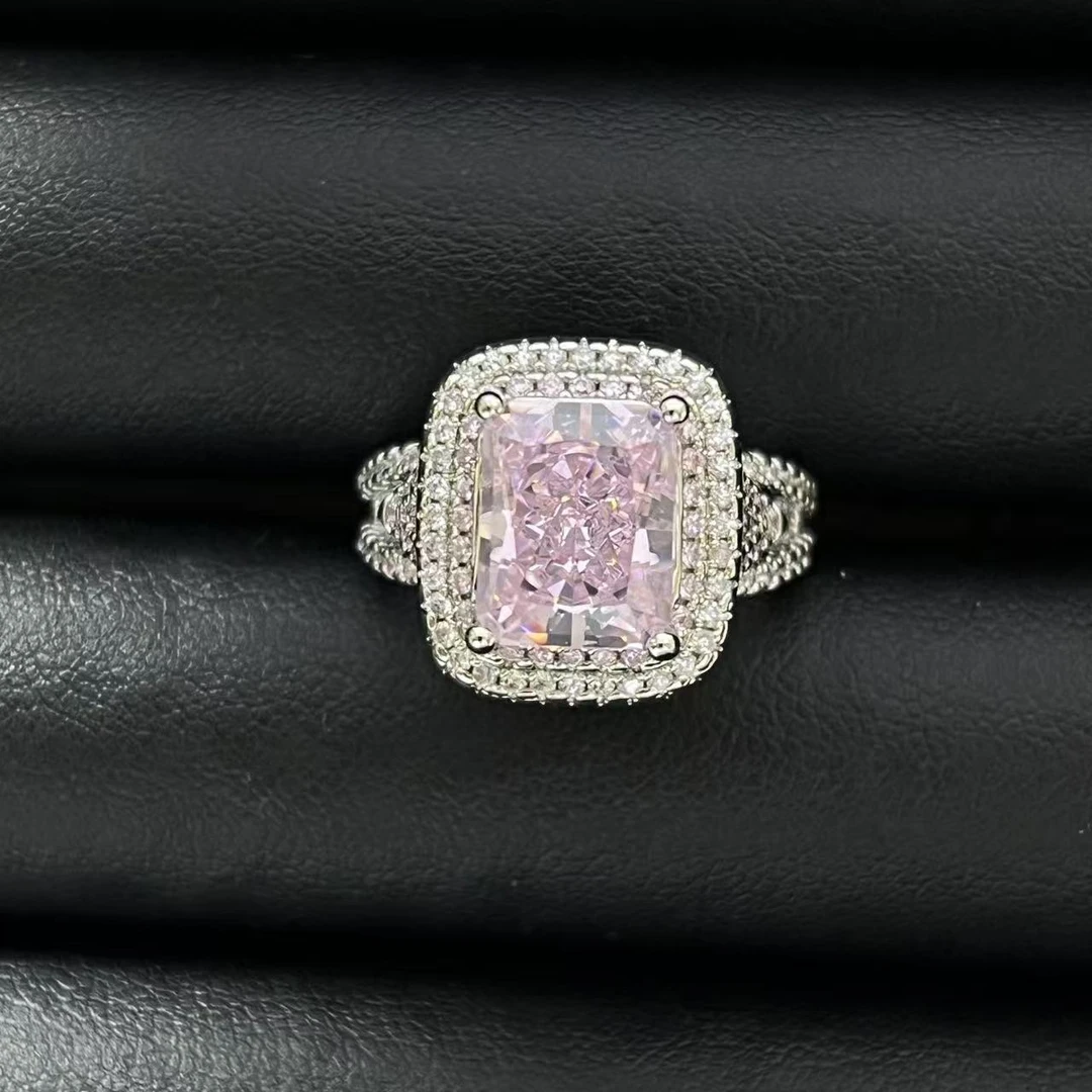 铜合金戒指 轻奢气质设计款粉色镶嵌戒指多样性发货YS2016