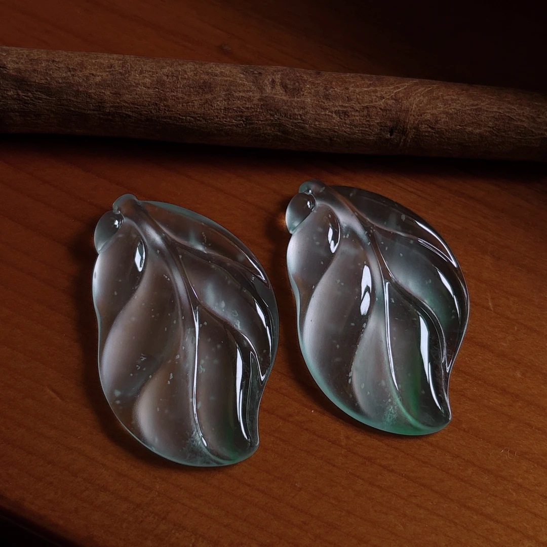 大师作品老坑种冰金丝绿随形大叶子种好刚性足镶嵌设计精美收藏品