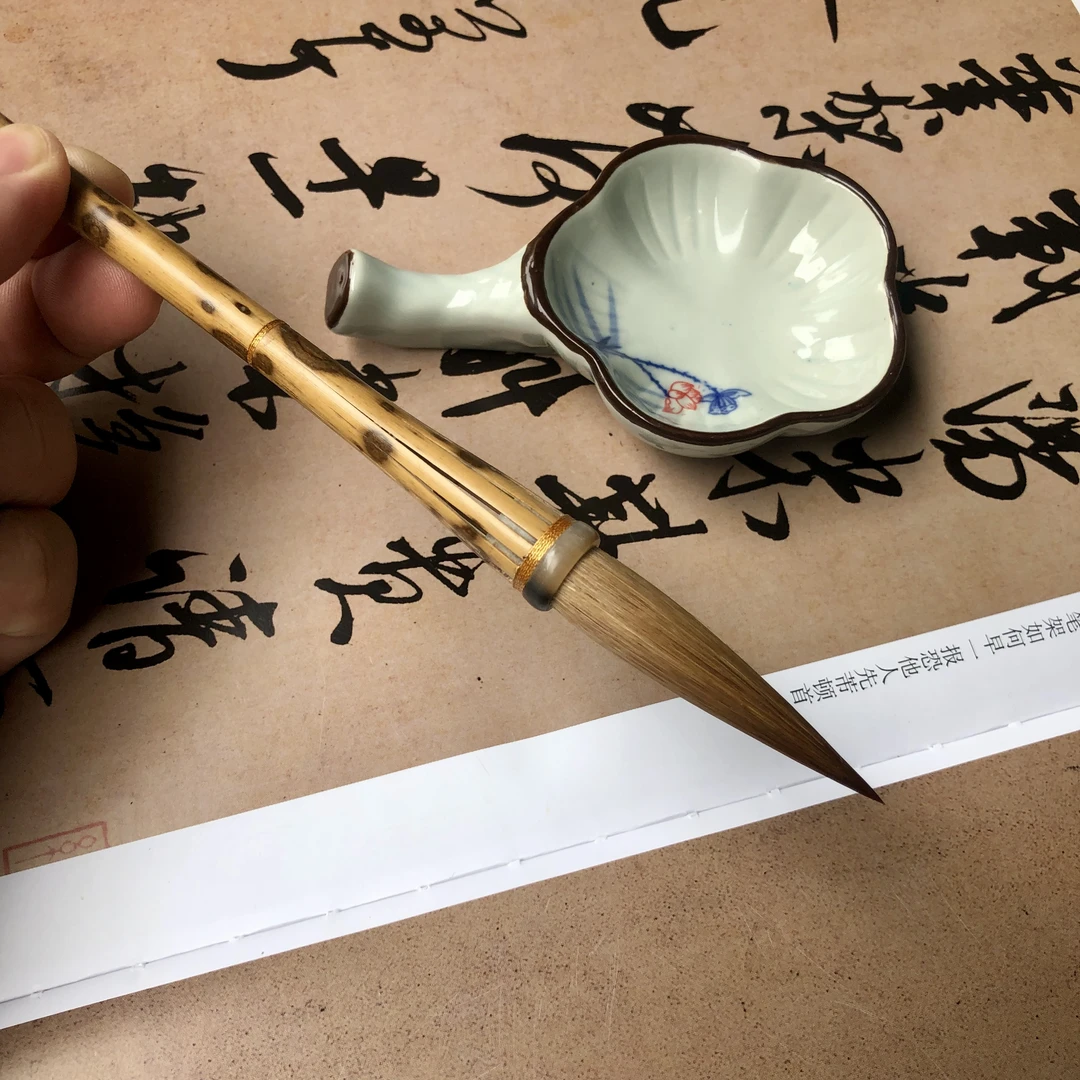 精品黑湘妃北尾狼毫中大楷毛笔行书楷书书法绘画毛笔行家文房四宝