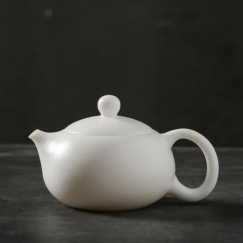 【厂家直销】手工精品家用白瓷素烧功夫茶壶可断水纯白可旋转西施壶