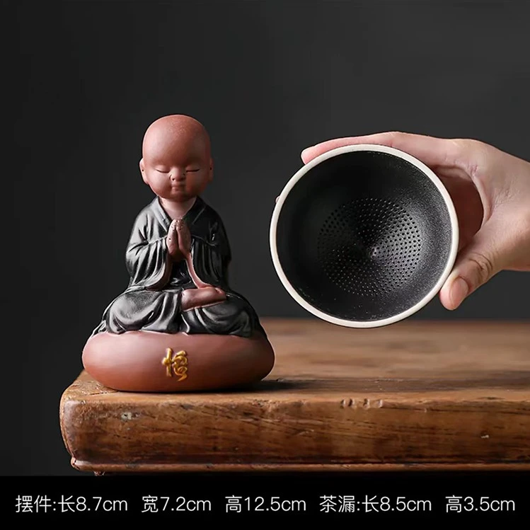 陶瓷可爱悟道小和尚茶漏茶滤功夫茶具配件茶叶过滤器家用周边摆件